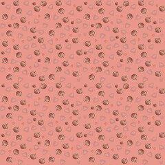 seamless autumn pattern with pumpkins, apples, leaves and red hearts on pink background, 5000x5000 pxl, perfect inspo for autumn, thanksgiving, celebration, digital art, paper