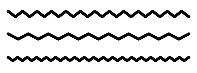 Wave line set. Vector water waves. Set of wavy zigzag lines. wavy zigzag pattern line illustration set on a white background, abstract vectors.  wavy and zigzag horizontal underline. 
 