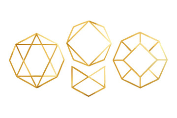 Geometric golden shapes on black background abstract art