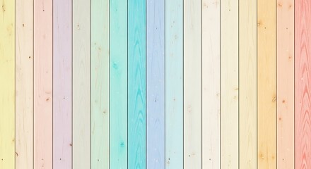 Soft pastel rainbow stripes on a textured wood background