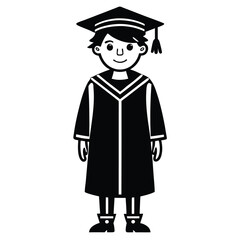 Monochrome Depiction of a Graduate in Academic Regalia Symbolizing Achievement Education and Ceremony with Square Academic Cap and Gown