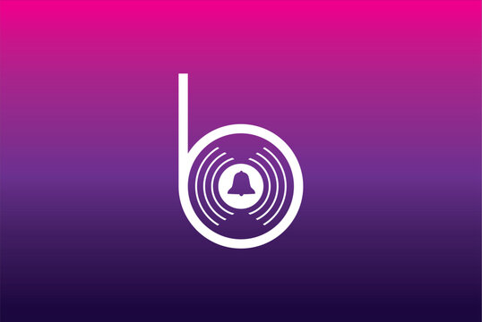 Abstract modern bell  Logo design  icon with sound waves on a purple gradient background, perfect for notification and alert system branding.