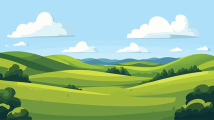 Obraz premium Idyllic Panoramic Grass Knoll Landscape Nature Scene