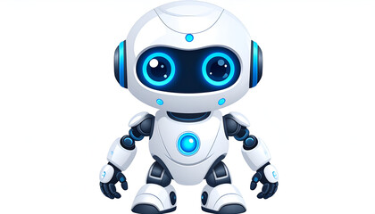 Cute White Robot Cartoon.