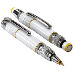 Naklejka premium Elegant white and gold mechanical pencils isolated on transparent background