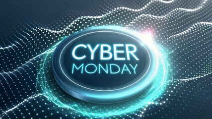 cyber monday with Abstract technology blue background with binary code and glowing circle shapes 4k hd video download