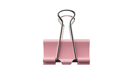 Photo of a pink binder clip is isolated on transparent background