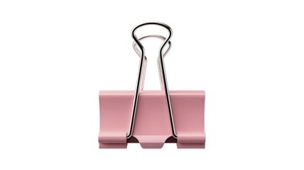 Photo of a pink binder clip is isolated on transparent background