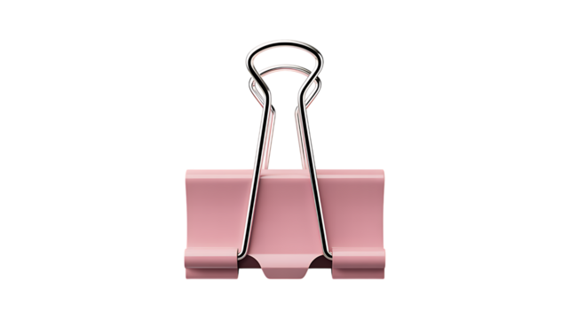 Photo of a pink binder clip is isolated on transparent background - Powered by Adobe