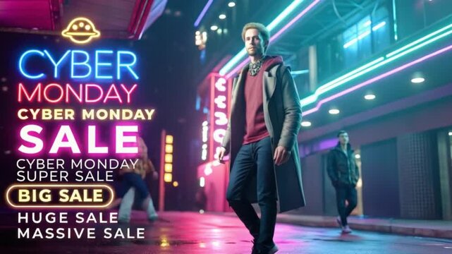 cyber monday with Global business people silhouettes in the city at night, a successful corporate team concept 4k hd video downlaod