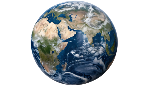 Image of Earth globe planet over transparent background PNG. AI GENERATED. - Powered by Adobe