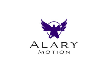 Elegant Logo Design Wings and Abstract Shape on White Background