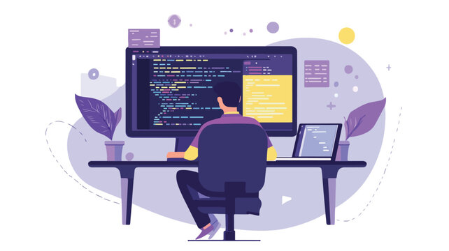 Modern Programming Concept Illustration in Simple Flat Style
