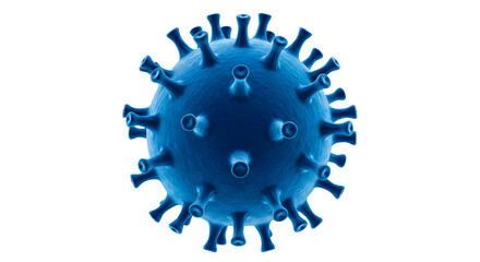 Blue coronavirus covid microscopic virus infection pandemic healthcare disease pathogen cell science research 3d isolated on transparent background