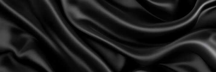 Obraz premium luxurious black silk fabric with smooth folds creating elegant texture. ideal for fashion design, luxury branding, and elegant background designs. versatile for various creative projects.