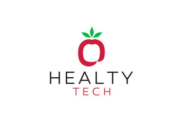 Modern and Minimalist Logo Design Featuring a Tomato Shape for Healthy Technology Companies