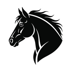 Fototapeta premium Black horse head silhouette isolated on white background