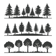 Obraz premium Dark forest trees and deciduous trees evergreen trees