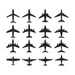 Diverse Aircraft Silhouettes Collection airplane aviation