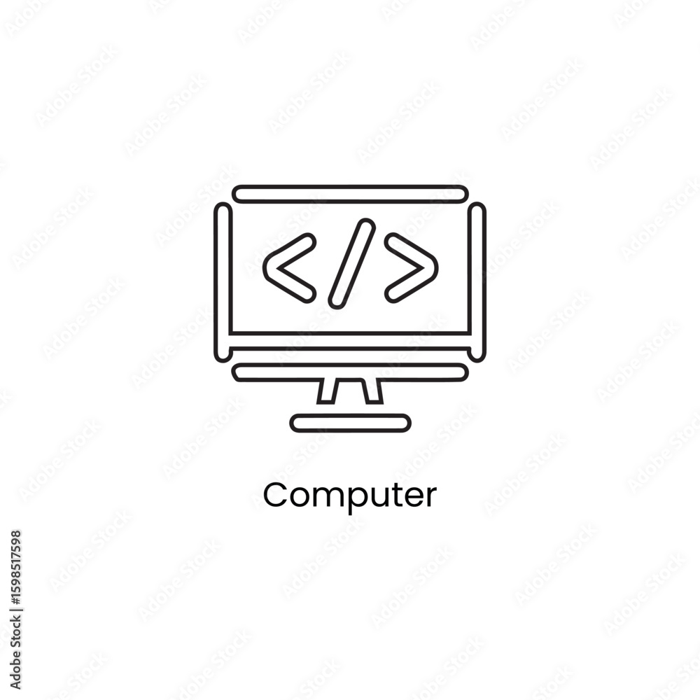 Poster computer monitor displaying code symbols icon