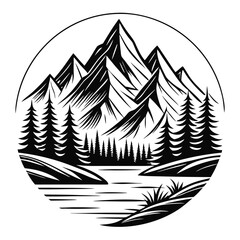 Majestic mountain forest river scene mountains trees