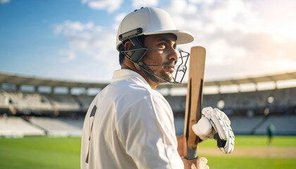 Cricket Player Stadium Portrait.