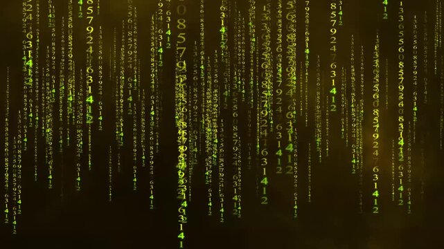 dynamic falling code in matrix style with binary number digital data moving programming background, with loop smooth seamless animation