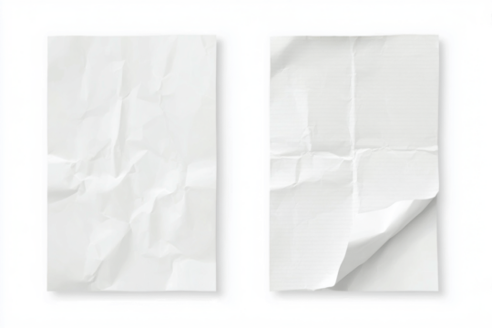 Two Folded A4 Sheets of Paper Isolated on White Background