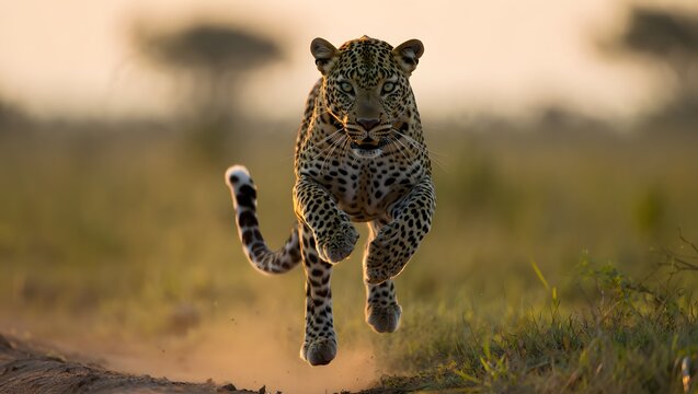 Leopard running wildlife photography african safari big cat predator animal nature photo