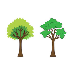 Two green trees brown trunks nature