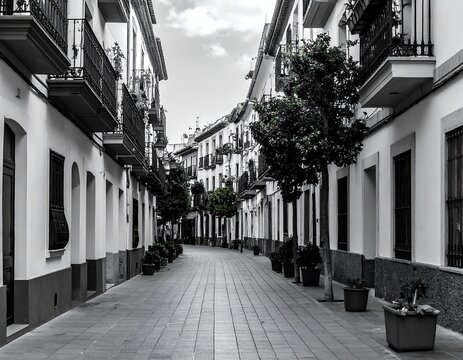 Fototapeta Empty street in a European city