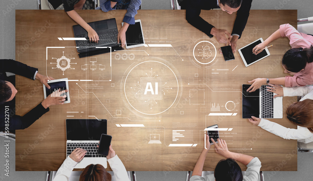 Poster ai interface showing how artificial intelligence powers systems. ai artificial intelligence transfor