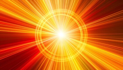 Obraz premium Radiating burst of orange and yellow light with concentric circles
