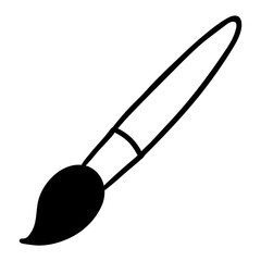 Cute paint brush icon. Doodle Sketch style