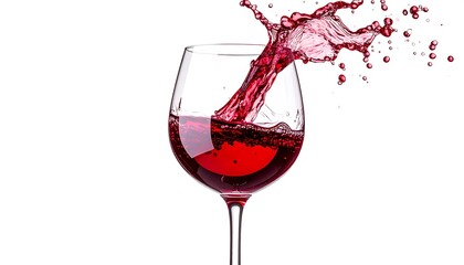 Red wine splashing from glass