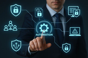 Automation and Cybersecurity Concept - Illustration
