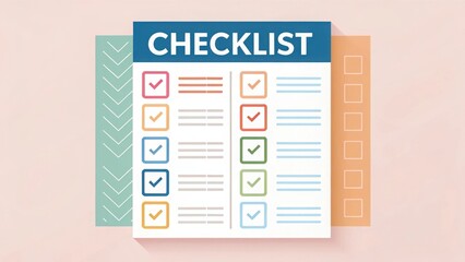 Modern checklist with colorful checkboxes and clean design elements