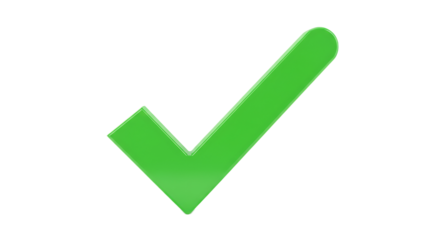 Green Check Mark Isolated on Transparent Background