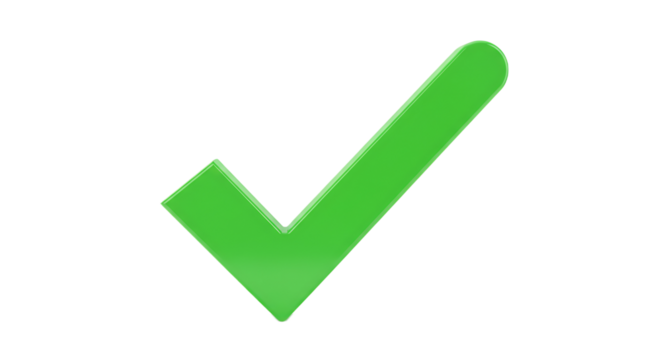 Green Check Mark Isolated on Transparent Background