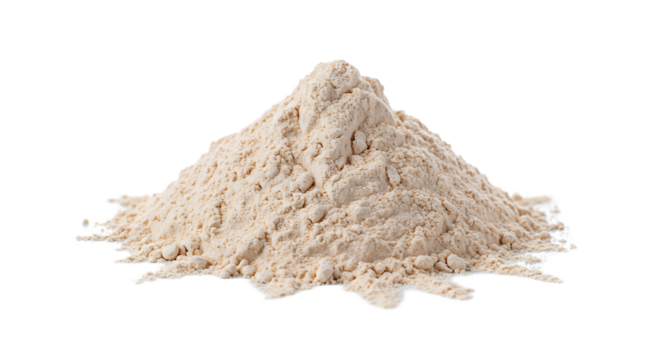 Pile of Whole Wheat Flour Isolated on Transparent Background.