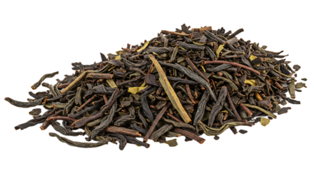 Heap of Loose Leaf Tea Isolated on Transparent Background