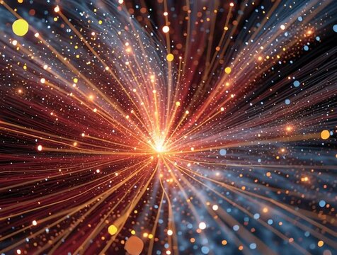 Abstract Energy Explosion in Deep Space with Radiant Glowing Particles