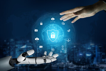 AI artificial intelligence strengthens cybersecurity with intelligent threat detection, virtual...