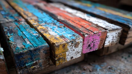 upcycled wood texture with paint remnants