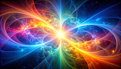 Cosmic Energy Burst with Abstract Art.