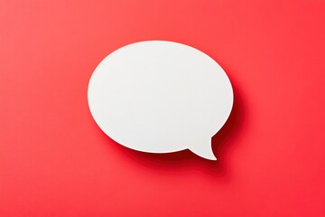Paper speech bubble on red background with empty space for text