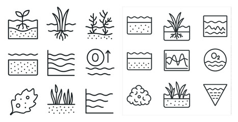 The image is a collection of various plant-related icons, including a leaf, a tree, and a flower. The icons are arranged in a grid, with some overlapping and others standing alone