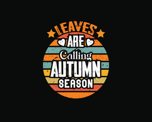 Hello Autumn, Fall-themed emblem with leaves and text