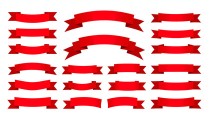 Red ribbon banners collection.