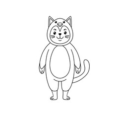 Doodle cat in a penguin costume